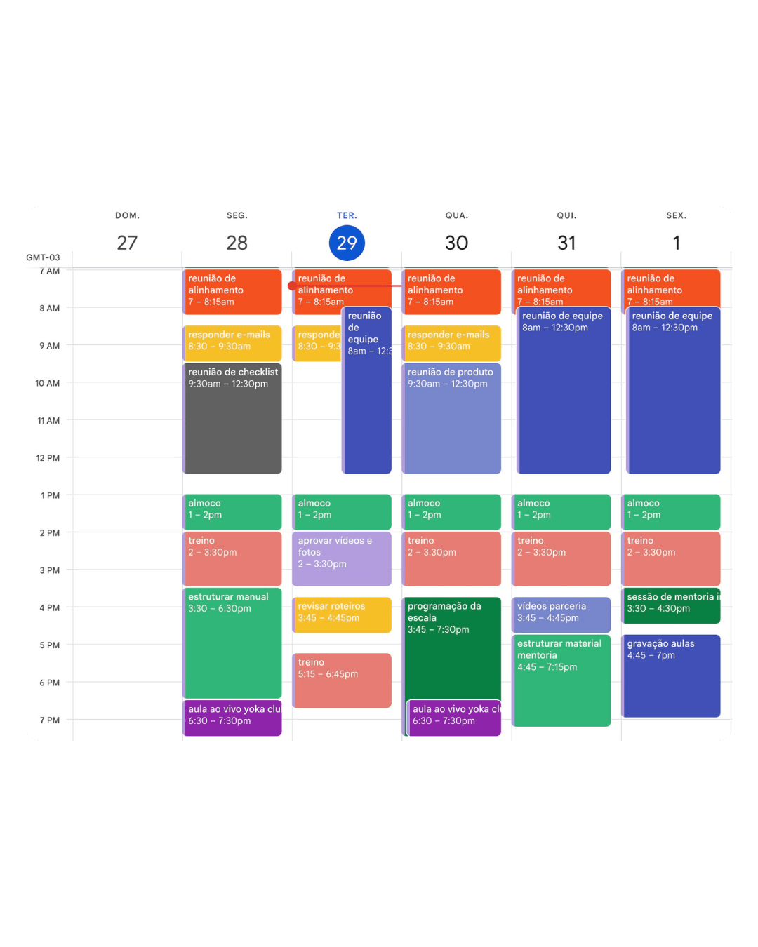 Falta de tempo - calendário ocupado